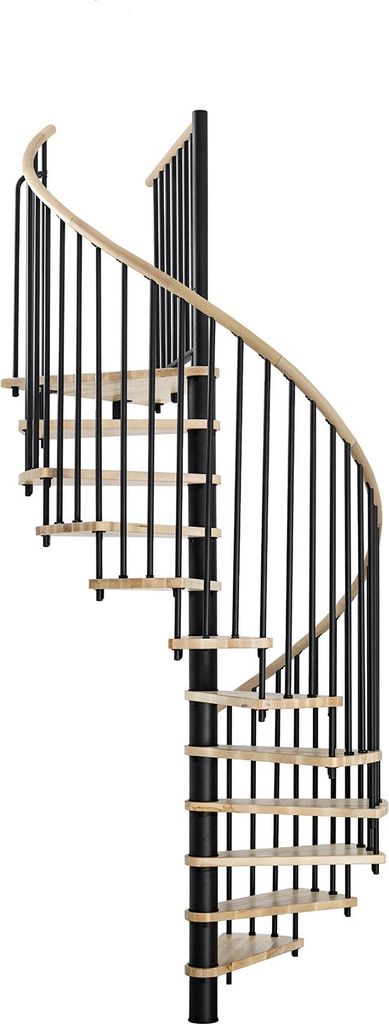 Minka Spindeltreppe Spiral Wood 38 - 305,5cm Geschosshöhe Eiche Schwarz 120cm Durchmesser