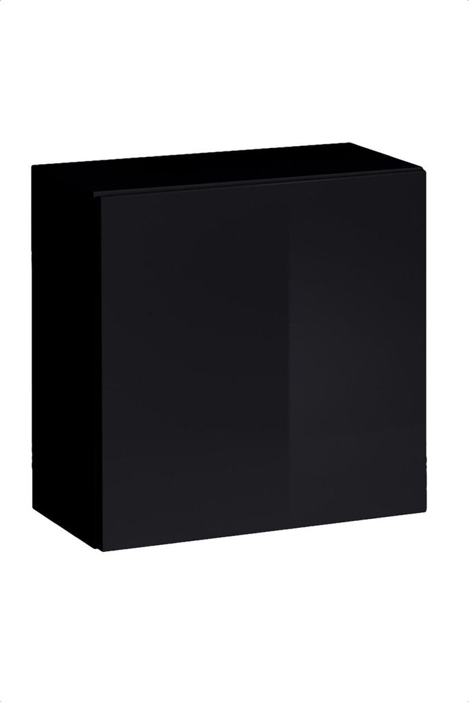 Vitrine RIONATA 3, schwarz, 60 cm hoch, 60 cm breit, 30 cm tief, mit Push-to-Open