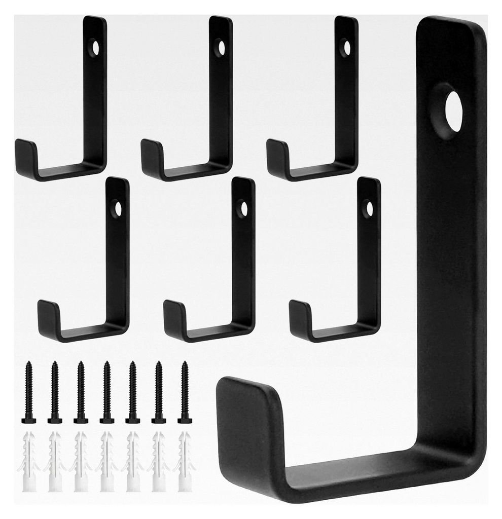 7 Stück Wandhaken zum Schrauben, Kleiderhaken in Schwarz für Jacken, Mäntel, Handtücher und Handtaschen für Badezimmer, Schlafzimmer, Wohnzimm...