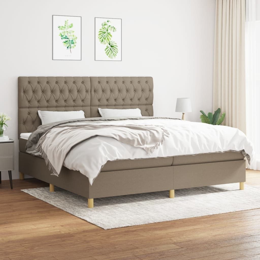 The Living Store Boxspringbett mit Matratze Taupe 200x200 cm Stoff