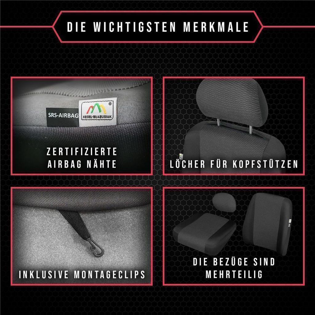 Sitzbezüge für VW T6 (15-) 9 Sitze SET Autositzbezüge Schonbezüge