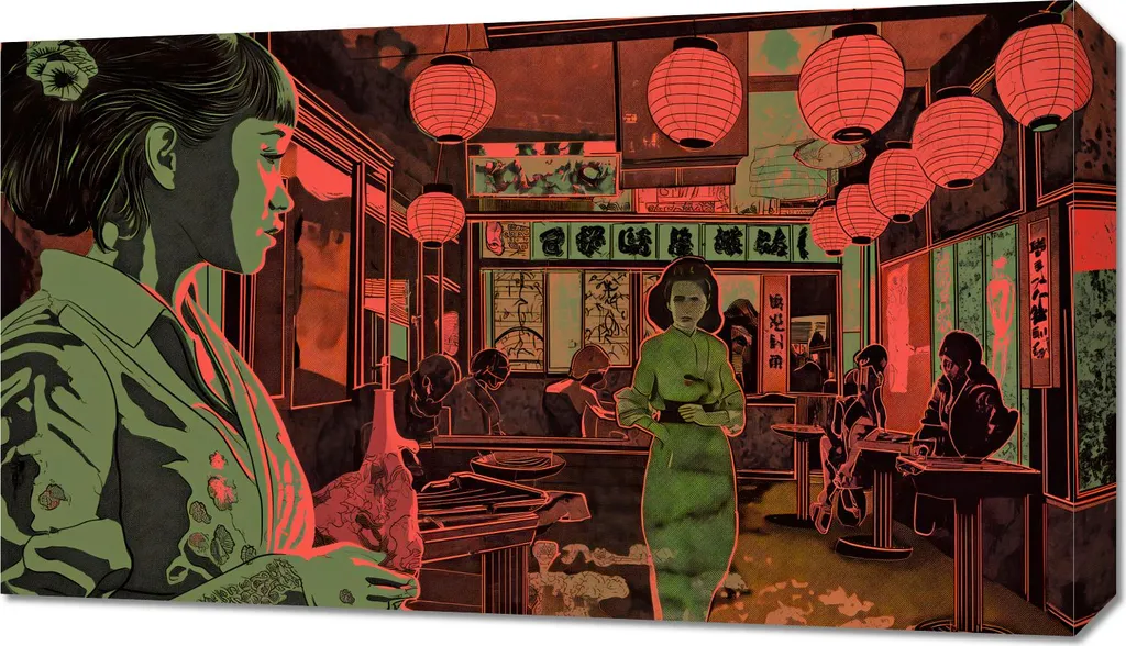 Décoration Murale Japon Vie Nocturne - Grand Tableau Format 70 x 40 cm