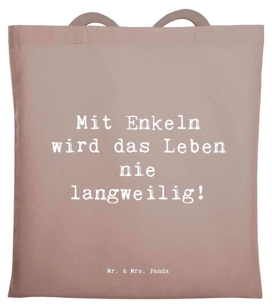 Mr. & Mrs. Panda festivaltasche Spruch Enkelkinder Abenteuer - Braun Pastell - Geschenk, Shopping Tasche, Schultasche, Verwandte, Jutebeutel, einzi...