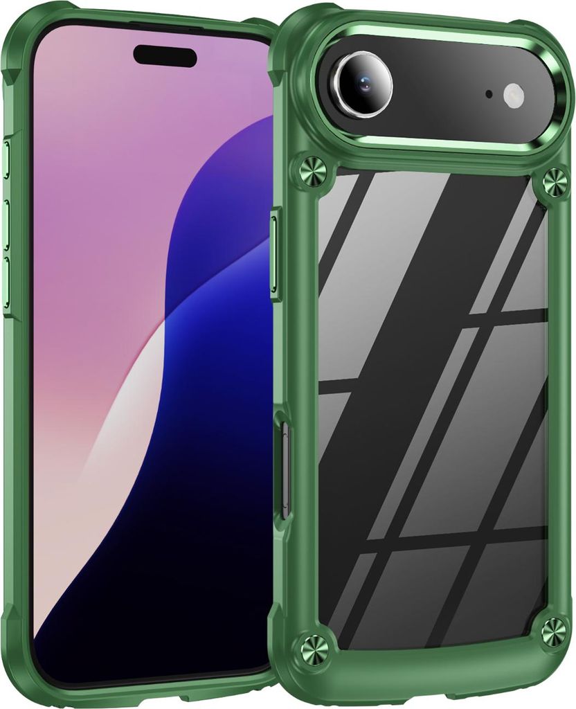 iPhone Air Hülle, Hybrid Transparente PC Robust TPU Bumper Stoßfest Schutzhülle für iPhone Air Grün
