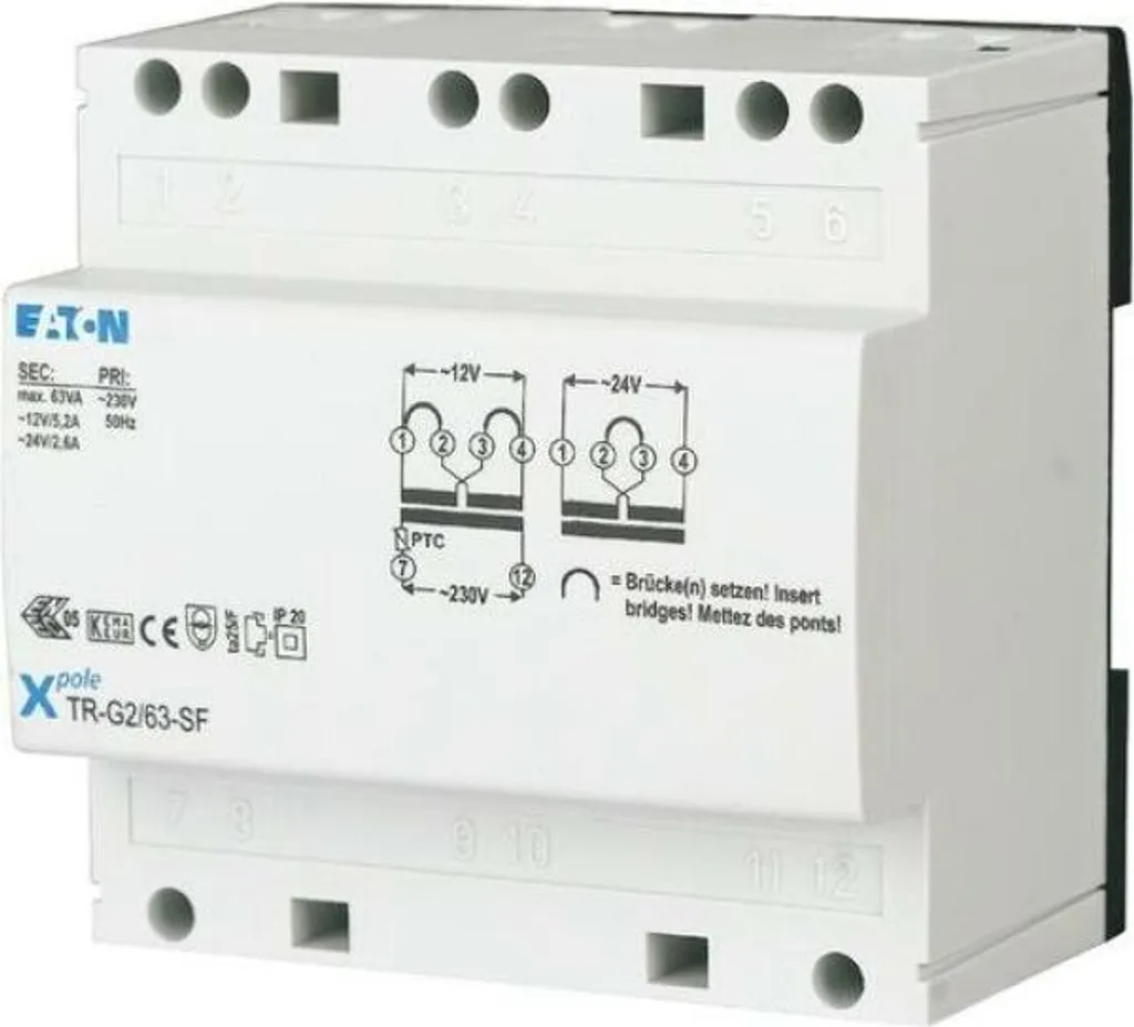 Transformateur 230V sortie 12-24V 5,2-2,6A TR-G2/63-SF Haute Fiabilité