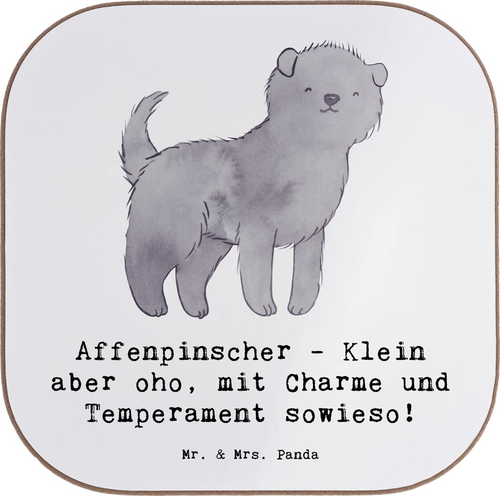 Mr. & Mrs. Panda Untersetzer Tee Affenpinscher Charme - Weiß - Geschenk, Tassen, gläseruntersetzer, für Gläser, Hunderasse, charismatischer Hun...