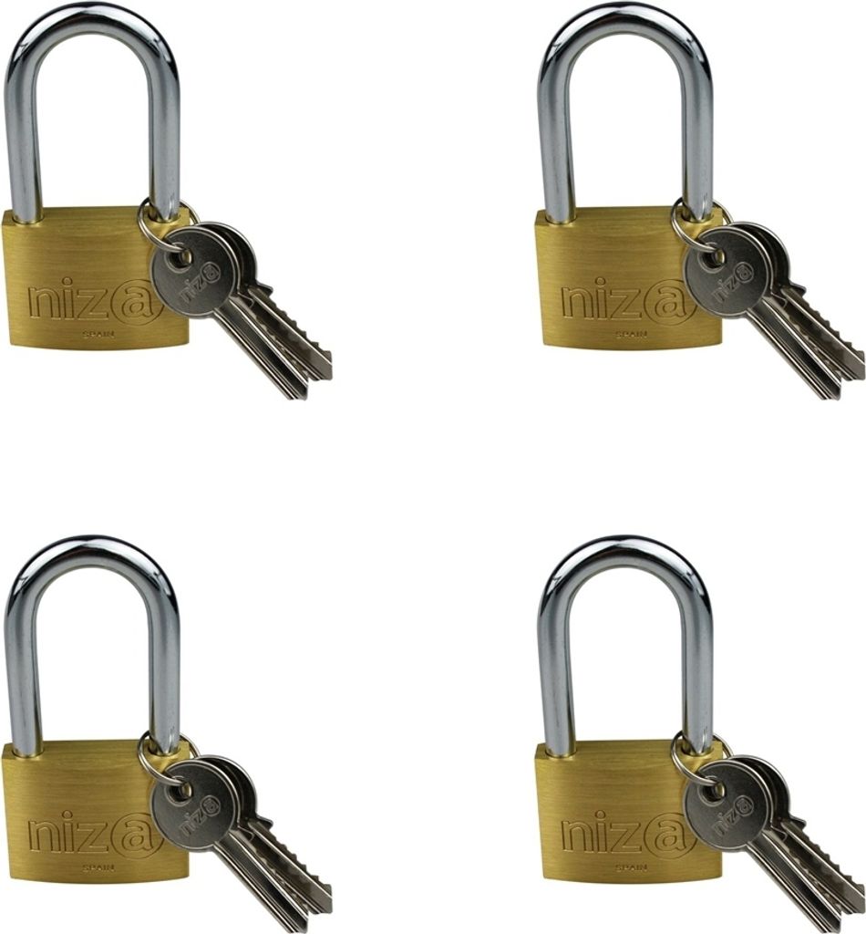 4er Set Vorhängeschlösser 50mm Bügelschloss Kofferschloss gr.Bügel Kellerschloss