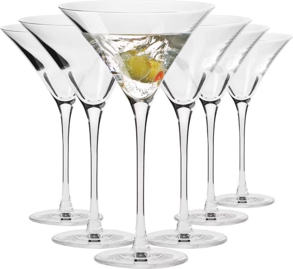 KROSNO Divine Martini Cocktailgläser 6er Set 250 ml – elegante Gläser, klares Glas, modernes Design, ideal für Martinis und Cocktails