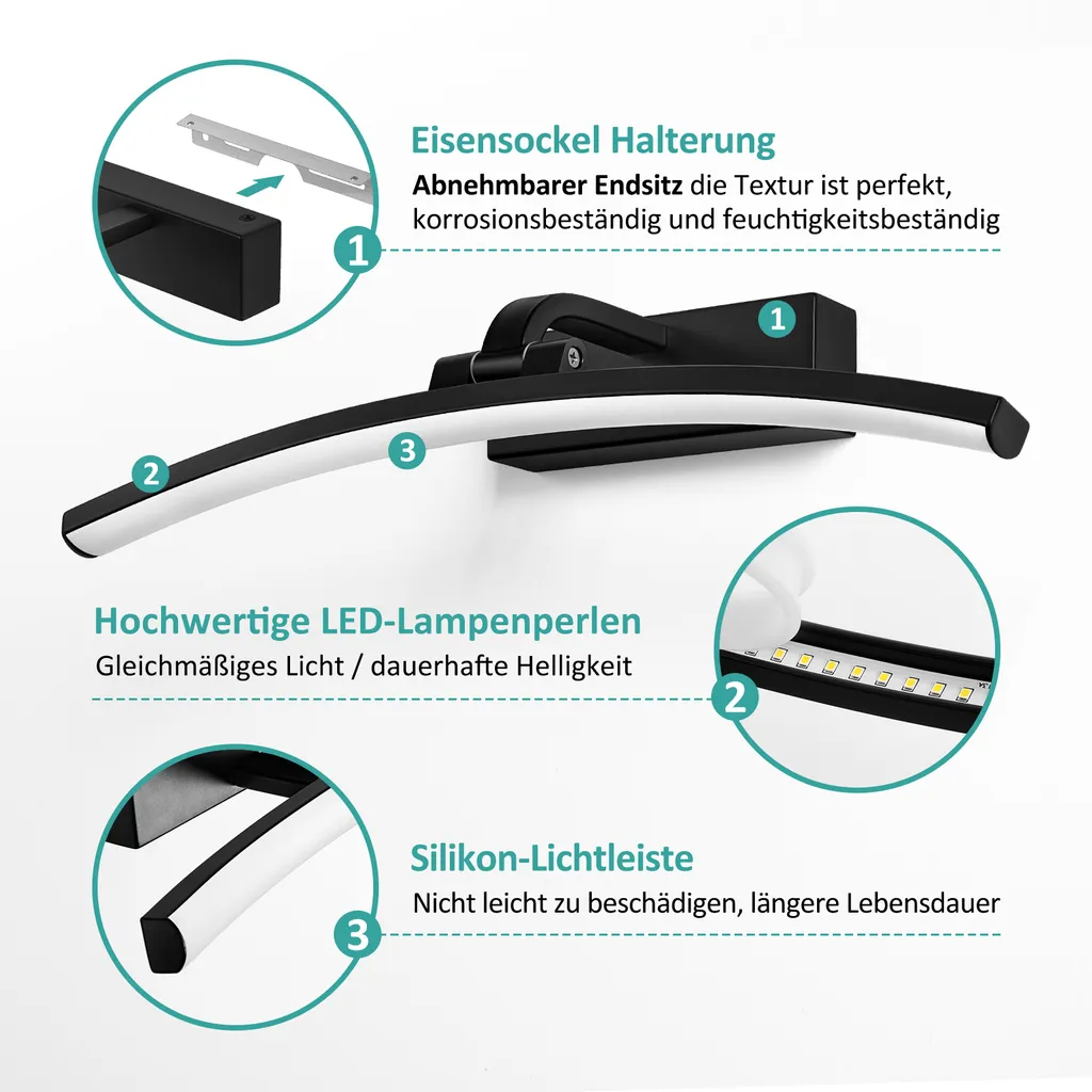 Éclairage LED pour Miroir de Salle de Bain 40cm - Lampe de Soin Visage