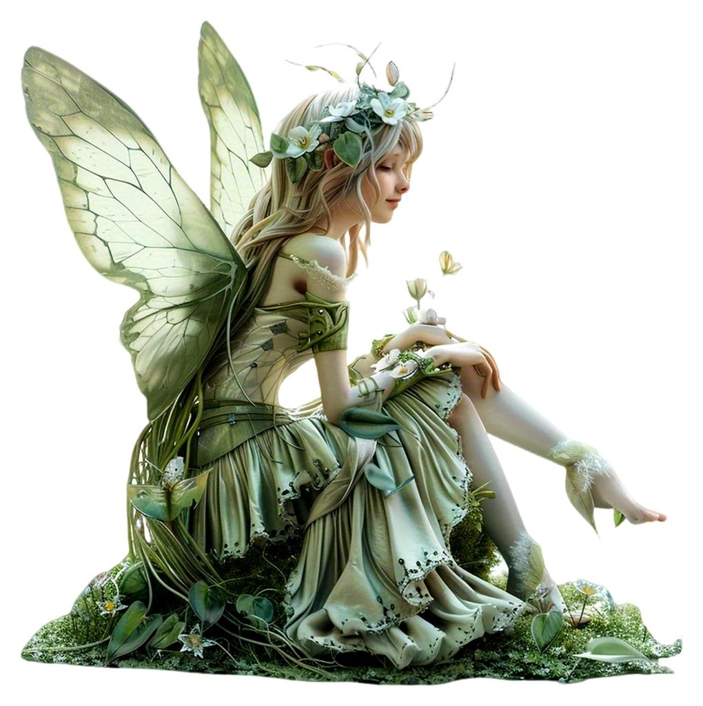 Gartenornament Sitzende Fee, Elfenfiguren für den Garten, Produktbild 