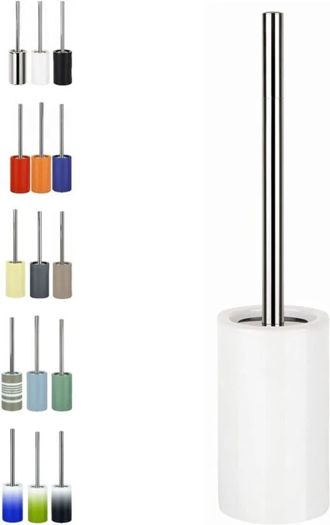 Brosse WC design porcelaine blanche - Socle stable et hygiénique 42 cm