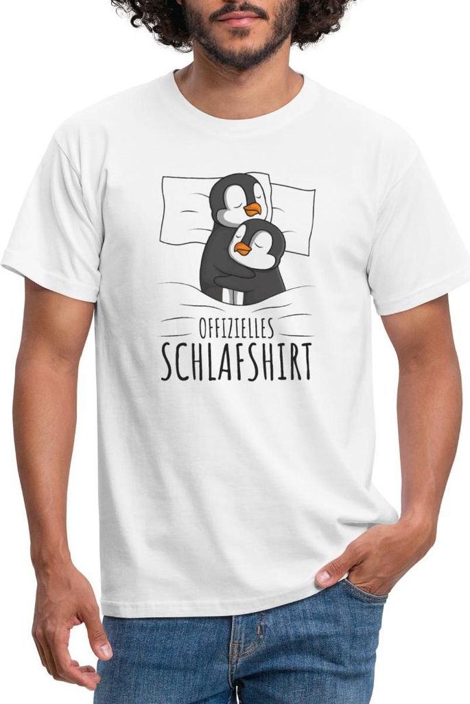Spreadshirt Offizielles Schlafshirt Pinguin Männer T-Shirt, 4XL, Weiß