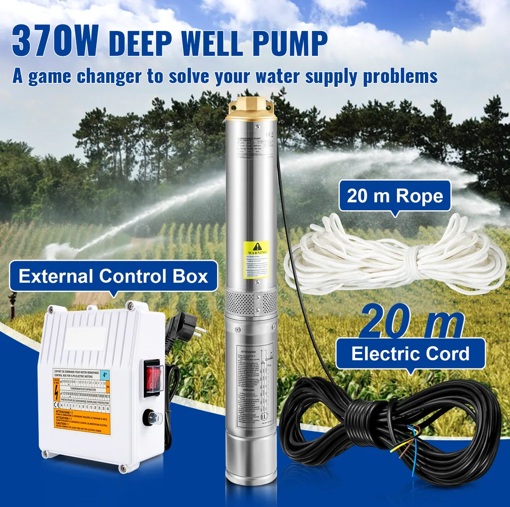 Pompe immergée pour irrigation jardin et alimentation maison eau puits