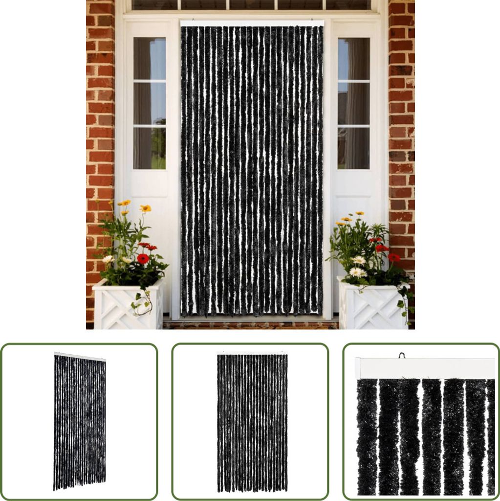The Living Store Fliegenvorhang Anthrazit 100x230 cm Chenille