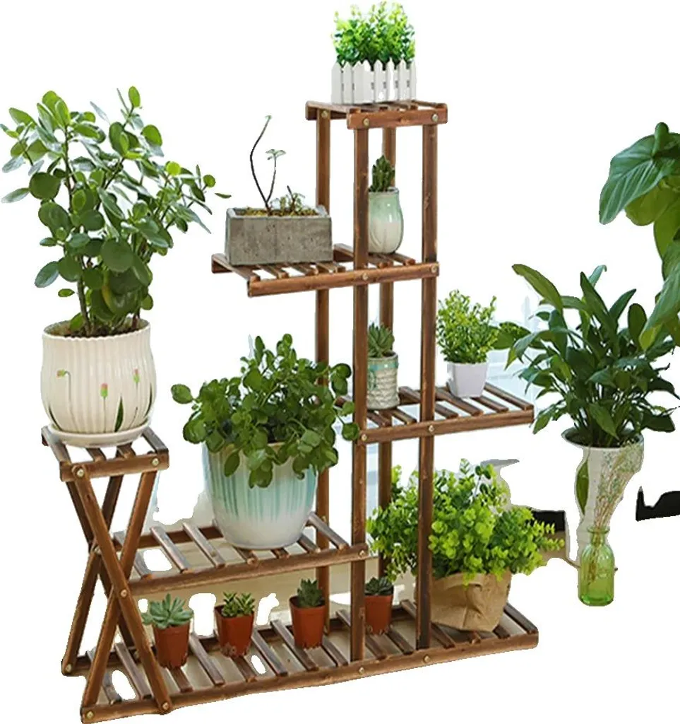 Support pots de fleurs bois pour balcon et salon - Étagère plantes 95cm
