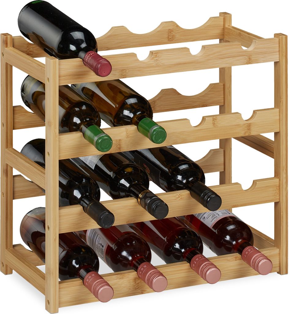 Relaxdays Weinregal, 16 Weinflaschen, HBT: 42,5 x 45 x 23,5 Produktbild 