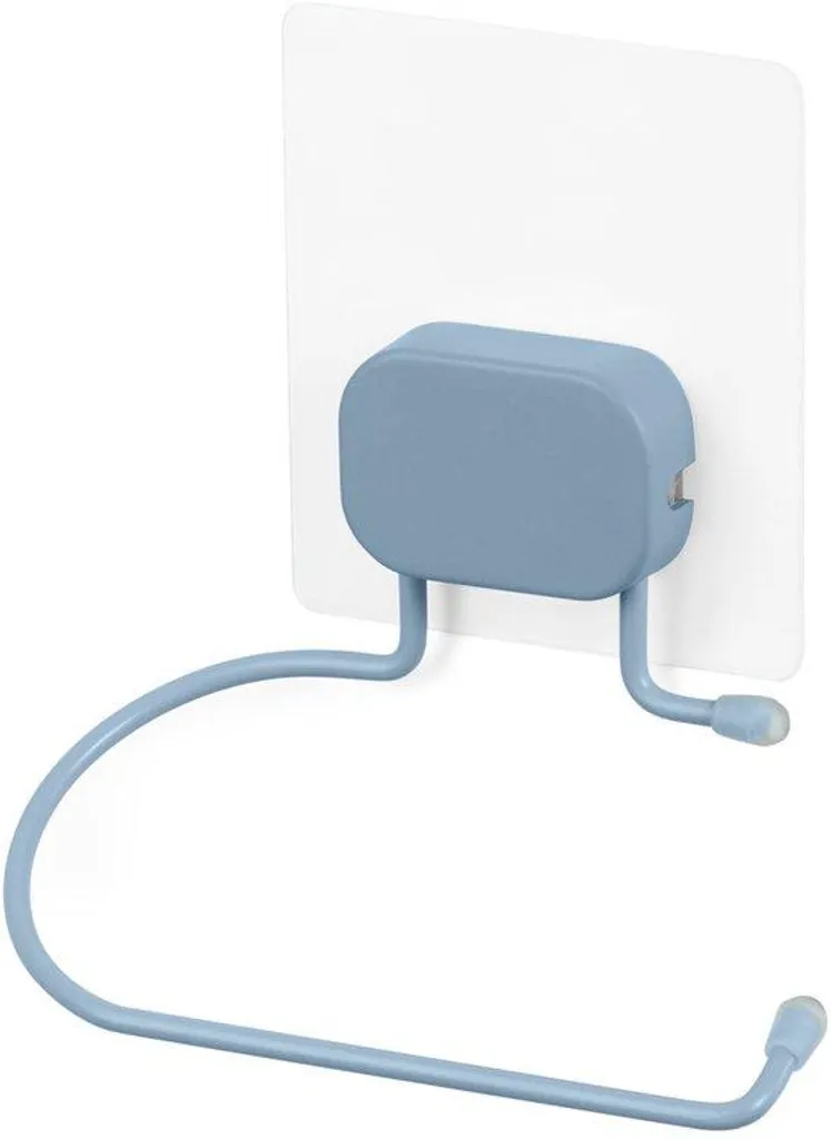 Dérouleur papier toilette bleu autocollant en métal résistant et compact