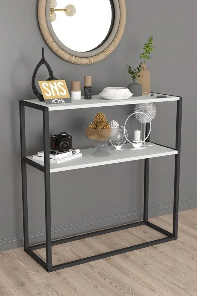 Buffet design blanc structure en métal et 2 grands compartiments SNS - 4