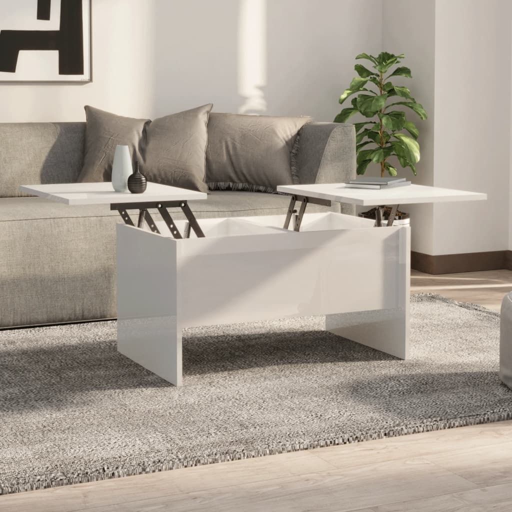 The Living Store Couchtisch Hochglanz-Weiß 80x50x42,5 cm Holzwerkstoff