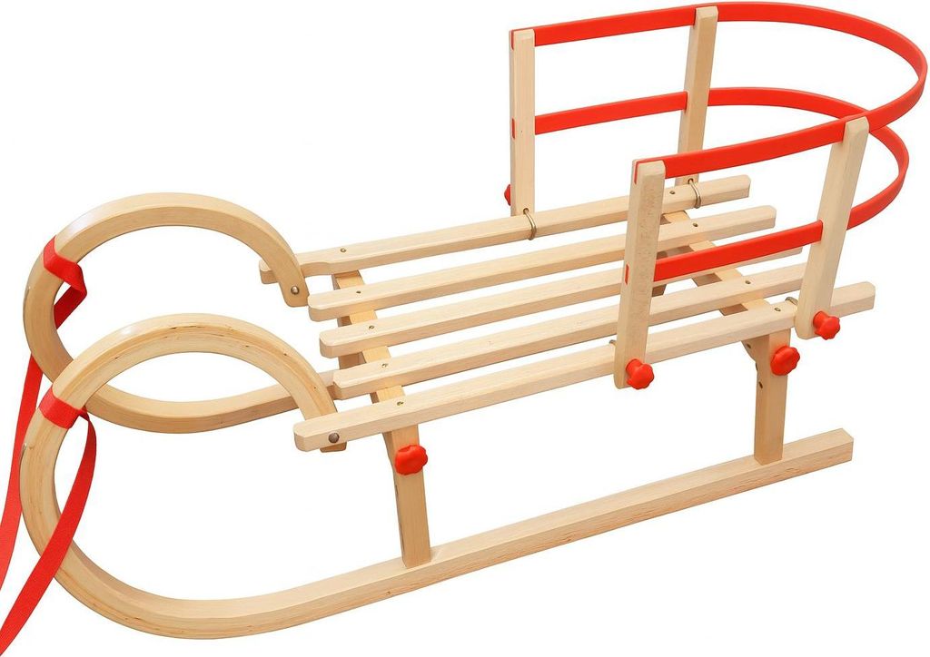 Schlitten Holz Mit Ruckenlehne
