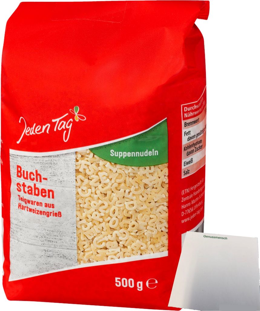 Jeden Tag Suppennudeln Buchstaben (500g Packung) + usy Produktbild 