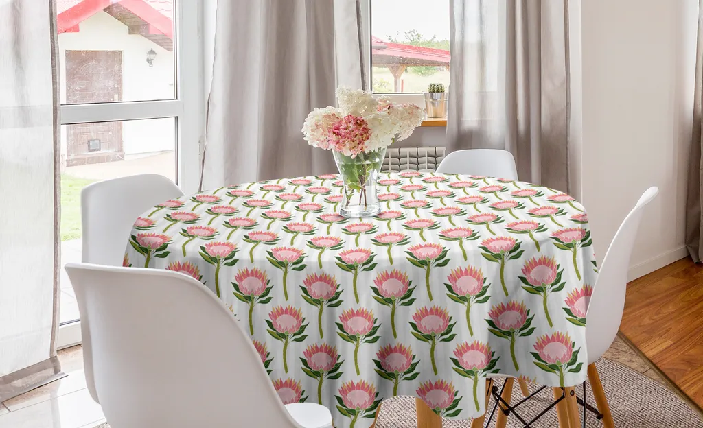 Tovaglia Rotonda Rosa Protea 150cm ABAKUHAUS - Lavabile e Resistente