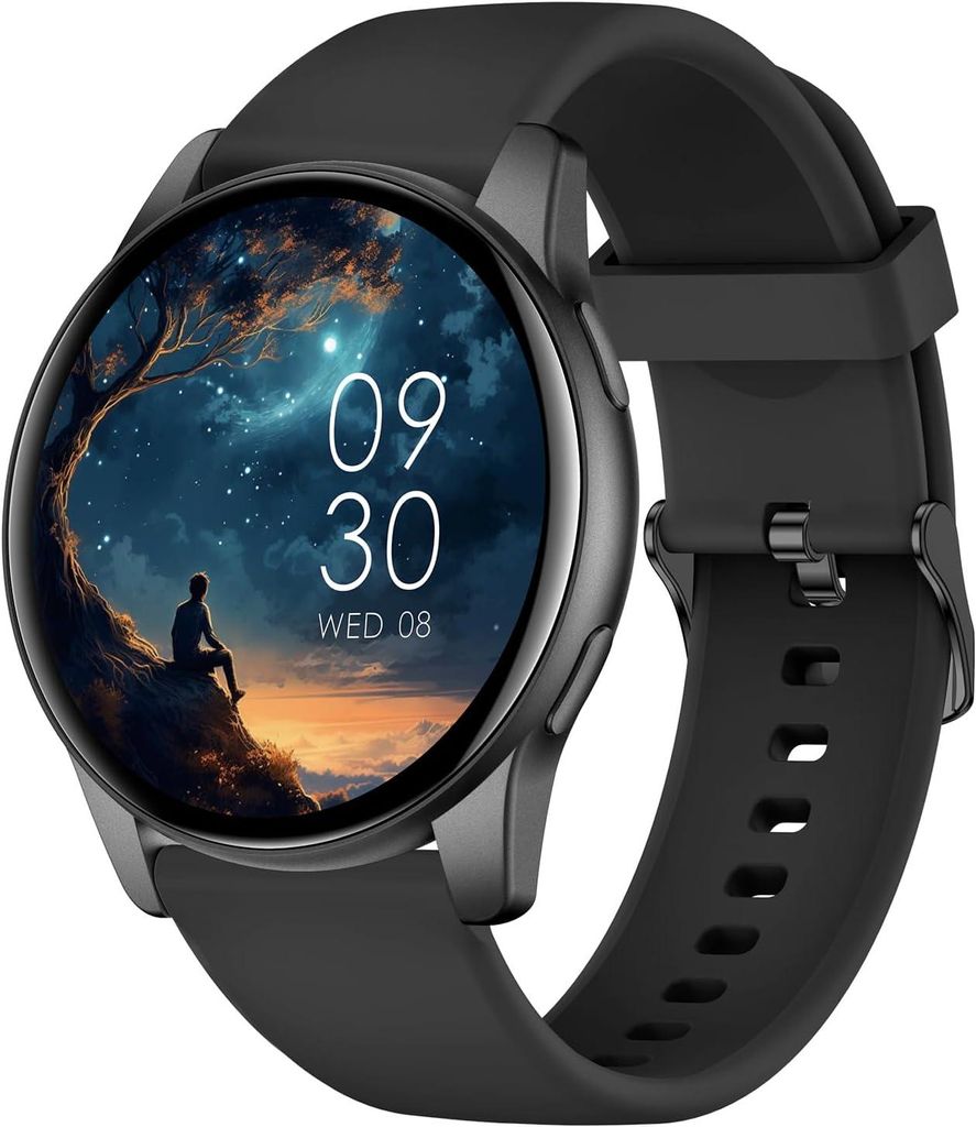 AcclaFit Smartwatch Damen Herren, 1.38 Zoll HD-Display Smart Watch mit Bluetooth Anrufe, Fitness Tracker mit Herzfrequenz SpO2 Schlafmonitor Schrit...