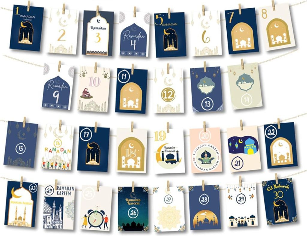 ONEHAUS Dekorationsset für Ramadan Mubarak, 30 Tage Kalender