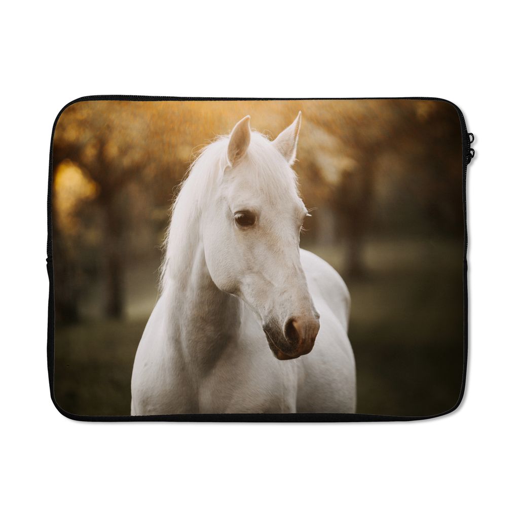 MuchoWow Laptop Hülle 17 Zoll Laptoptasche Pferd - Sonne - Herbst - Tiere - Natur - Zipper - Schutzabdeckung