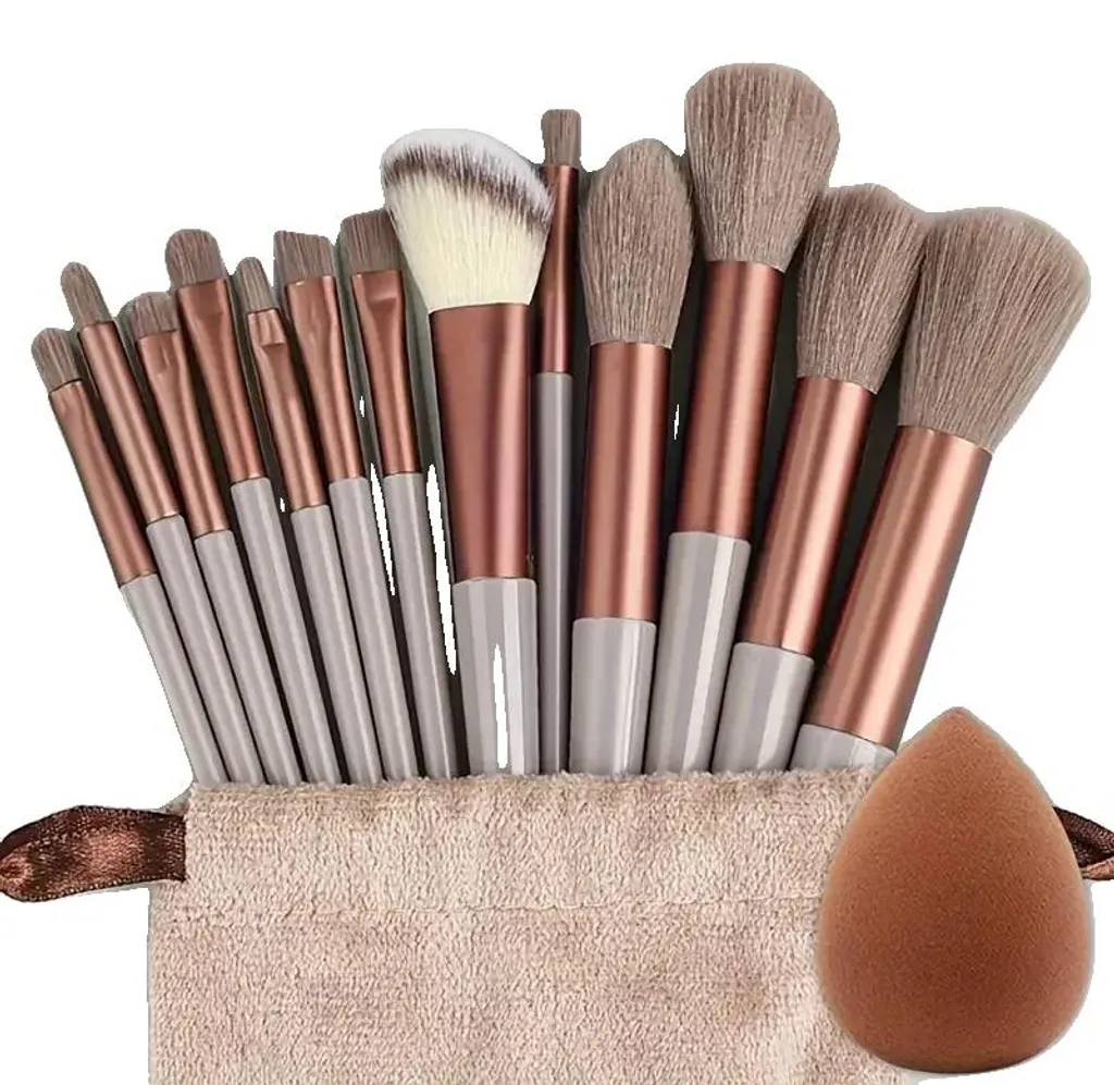 Kit 13 pinceaux maquillage anti-perte de poils avec trousse de rangement
