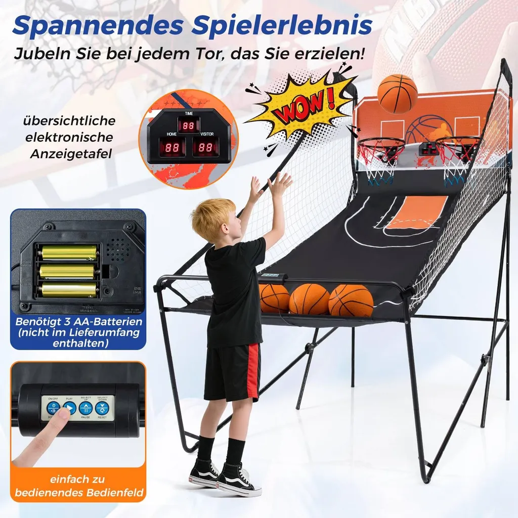 Jeu de basket arcade pliable 8 modes avec compteur électronique - 5