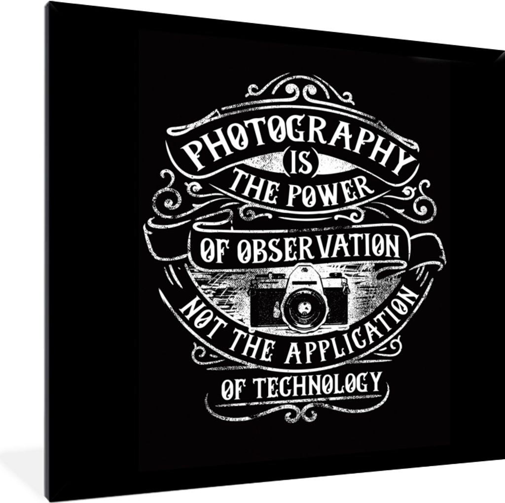 MuchoWow MuchoWow Gerahmtes Poster Kamera - Retro - Zitat - Schwarz - Weiß 40x40 cm - Poster mit zchwarzem Bilderrahmen - Mit Rahmen - Wanddek...
