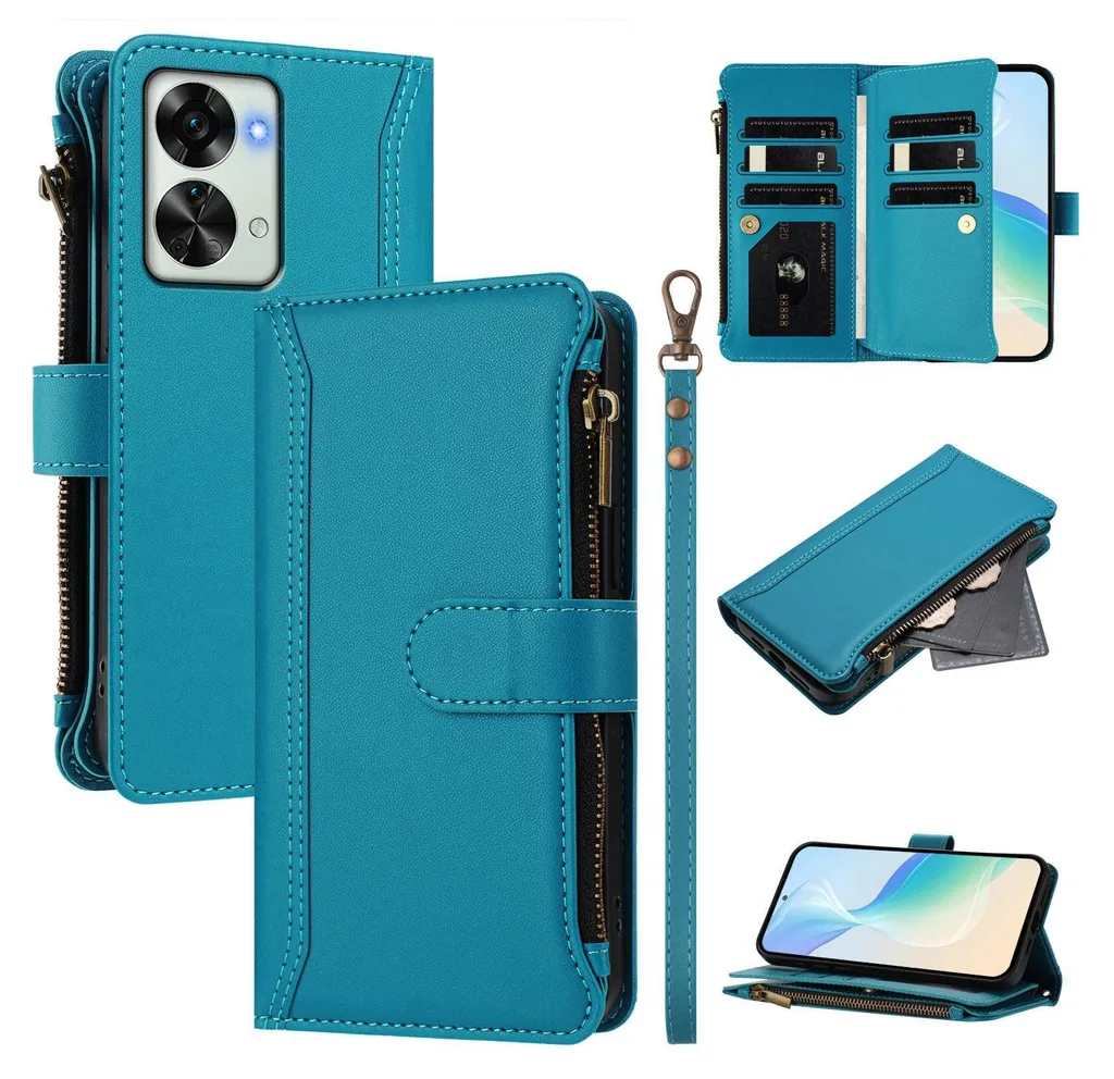 Custodia Portafoglio Con Magnete Per Oneplus Nord N10 5G, Cover Flip Con Slot Carte E Funzione Stand, Rossa - 2