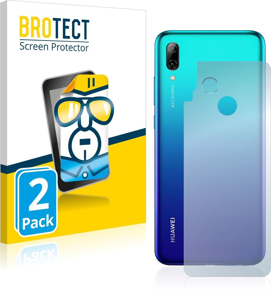 2x BROTECT Schutzfolie für Huawei P smart 2019 (Rückseite) Folie Klar Transparent