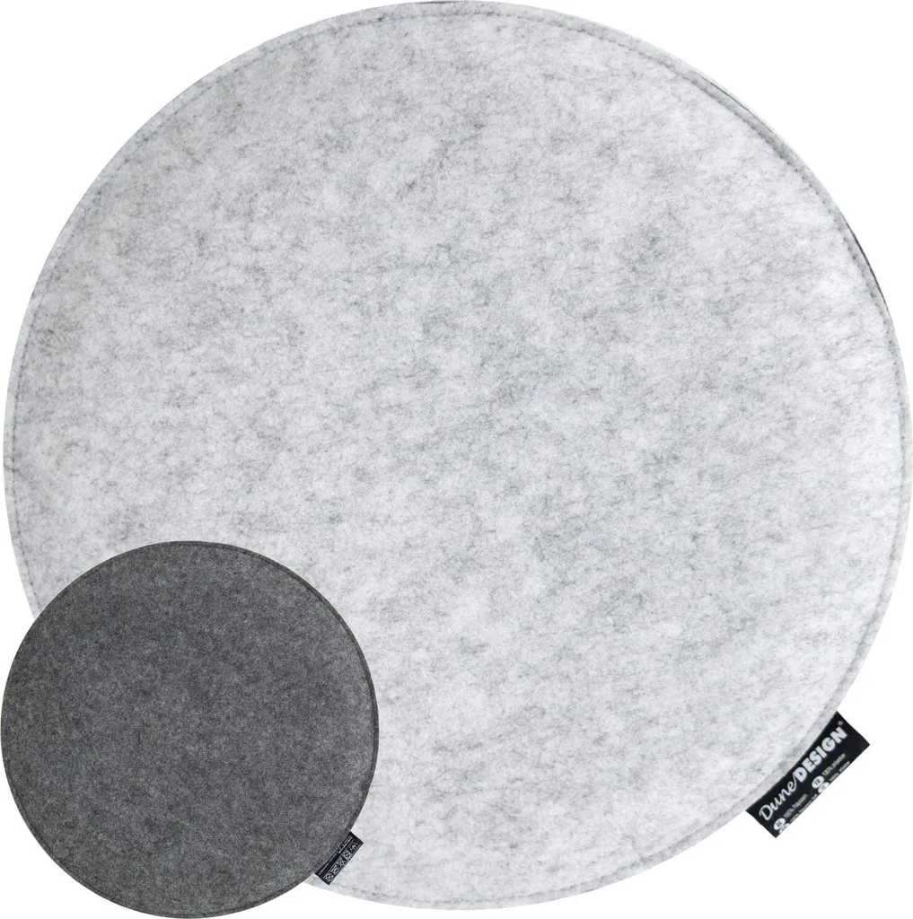 Coussin de chaise pour tabouret rond en feutre gris Ø35cm - Pack confort