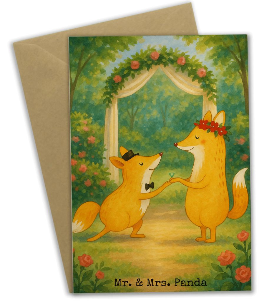 Mr. & Mrs. Panda babykarte Füchse Hochzeit Design - Weiß - Geschenk, dankeskarten, weihnachtskarten, einladungskarten, Hochzeitskarte, Grußkarte...