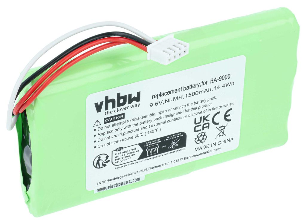 vhbw Akku kompatibel mit Brother PT PT-9500, PT-9500pc, PT-9600 Drucker Kopierer Scanner Etiketten-Drucker (1500 mAh, 9,6 V, NiMH)