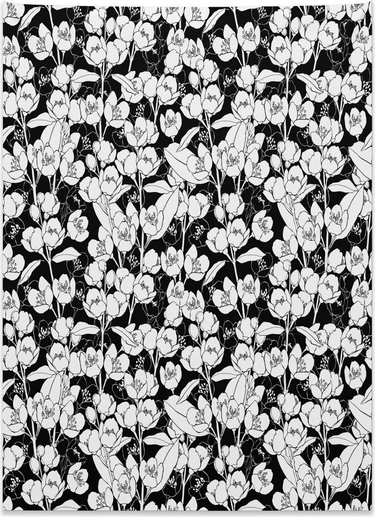 Abakuhaus Jasmin Wandteppich, Blühende Blumen aus Weiches Mikrofaser Stoff Kein Verblassen Klare Farben Waschbar, 110 x 150 cm, Anthrazit grau und...
