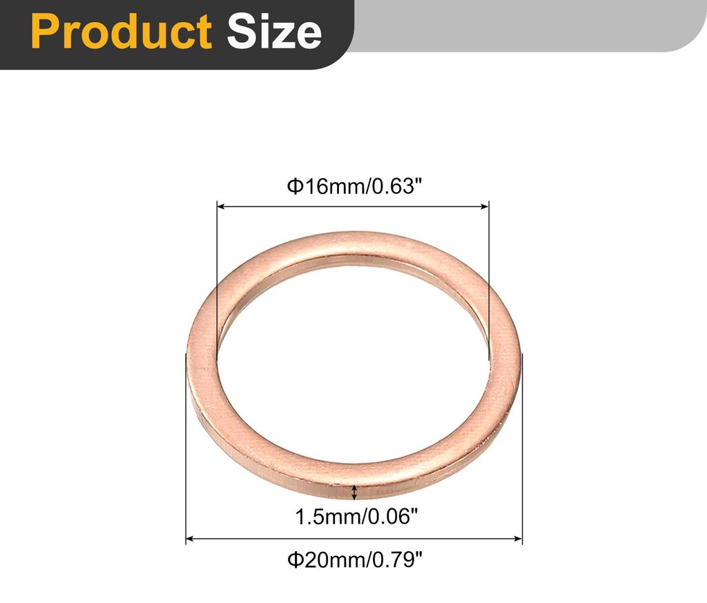 16 Stš¹ck Unterlegscheiben Set, M16 x 20mm x 1.5mm Messing Ring Beilagscheiben Sortiment, Flach Sicherungsscheiben Flachdichtung Metallscheiben f...