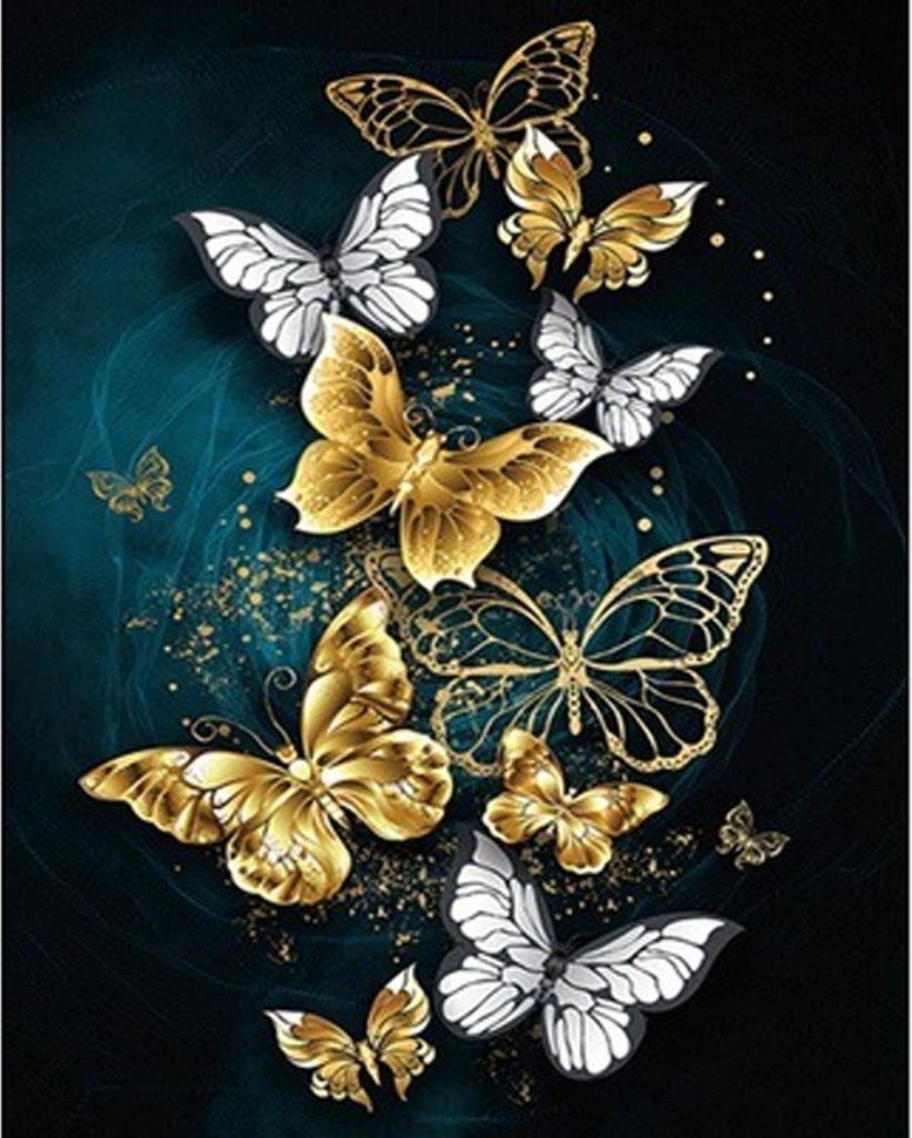 5D-Diamantmalerei zum Selbermachen – Vollbohrer, Strass-Diamantmalerei – Tiere – rechteckige Leinwand, 30 x 40 cm, Schwarz