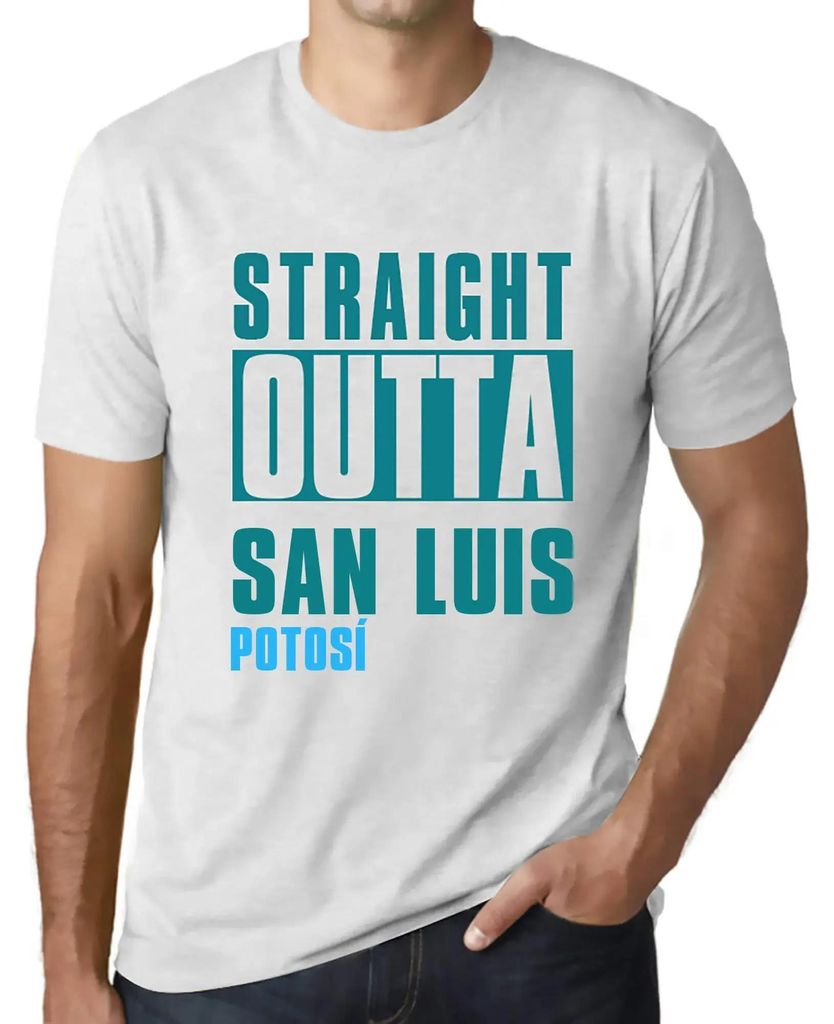 Herren Grafik T-Shirt Straight Outta San Luis Potosí Öko-Verantwortlich Vintage Jahrgang Kurzarm Lustige Druck Geburtstag Geschenk Mann