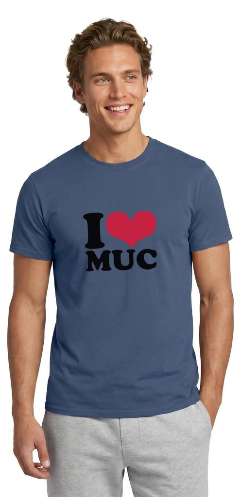 Spreadshirt I Love MUC München Herz Männer T-Shirt, XL, Dunkles Denimblau