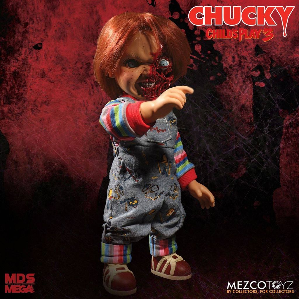 Mezco Toys Chucky Die Mörderpuppe Pizza Face Chucky Sprechende Puppe 38 cm MEZ78020