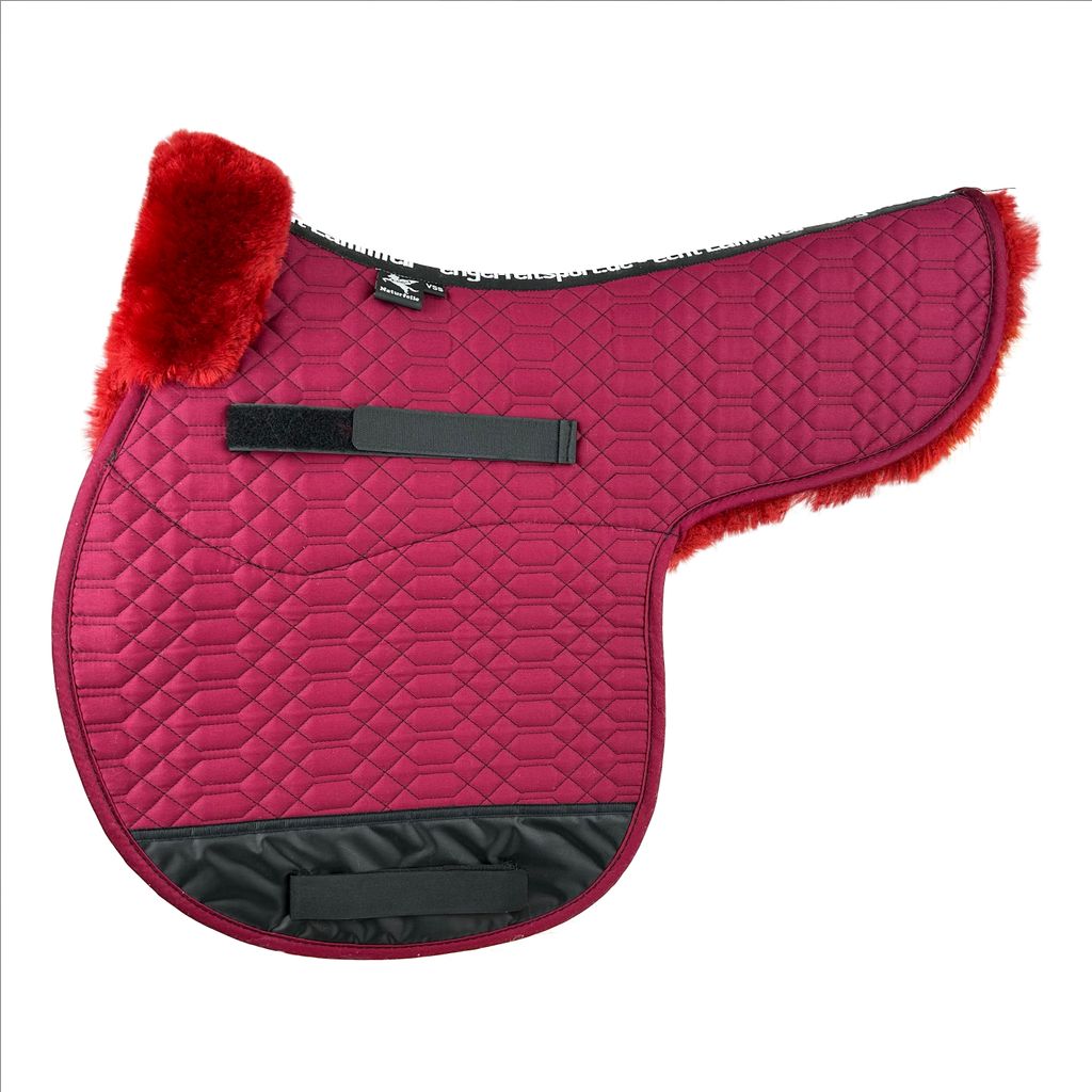 Engel Reitsport Satteldecke SADEK1 Lammfell & Baumwollsteppstoff, Fell in Sattellage, Fellkranz vorne, Bordeaux-Bordeaux-VSS (Vielseitigkeit/Springen)