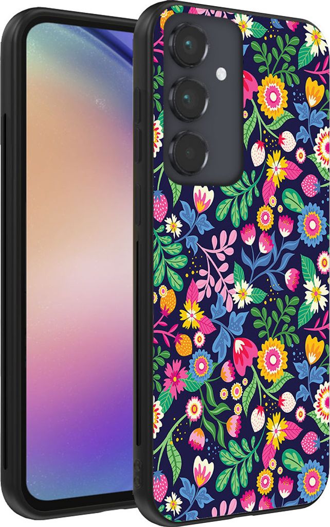 Smartphonica Handytasche passend für Samsung Galaxy A54 5G mit Blumendruck - TPU Back Cover Case Blumendesign