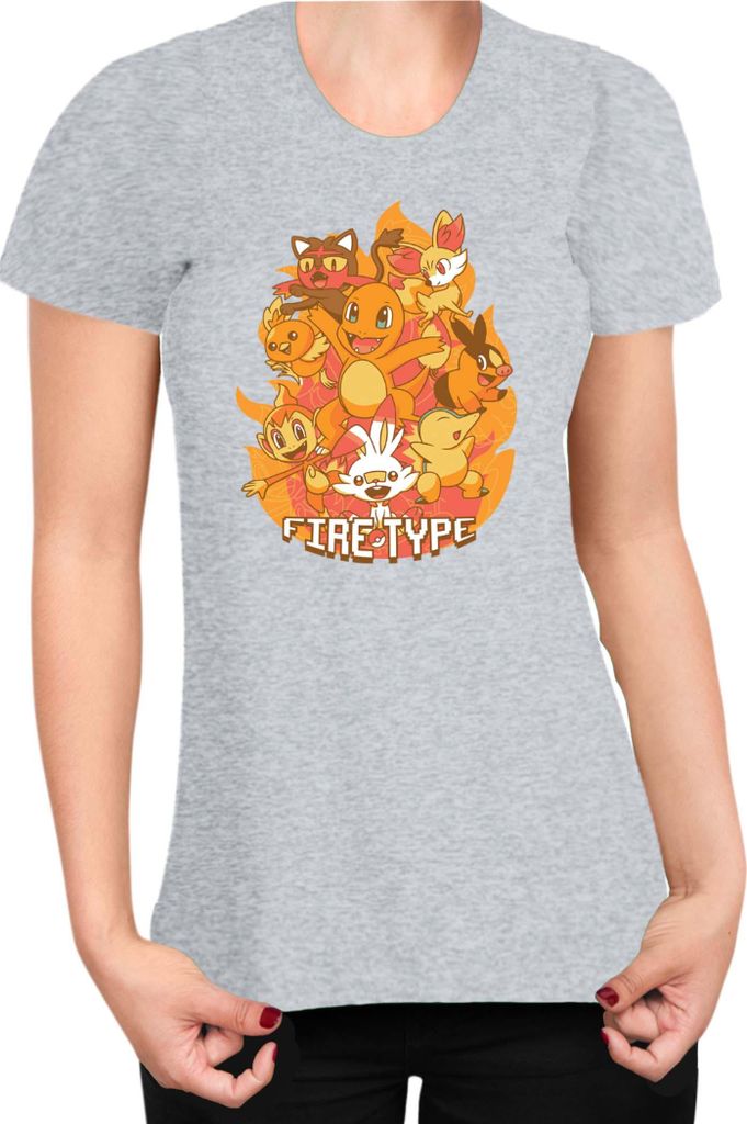 Damen T-Shirt Japan Manga Anime Comics Pokemon 025, Lady S / Grau