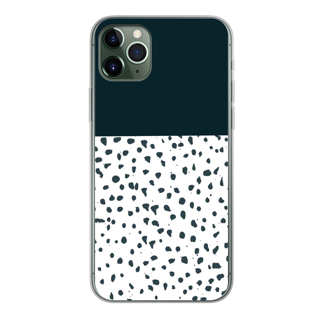 MuchoWow Handyhülle Schutzhülle Hülle für iPhone 11 Pro Max Polka dots - Schwarz - Weiß Silikon Softcase Handy Hülle - Schutz