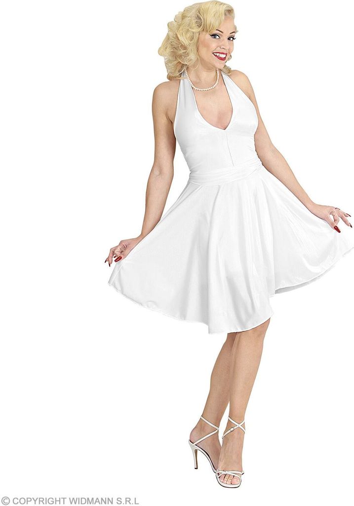 Kostüm Marylin Kleid - Starkostüm Star 60er Jahre weiß - Diva Verkleidung XL - 46/48