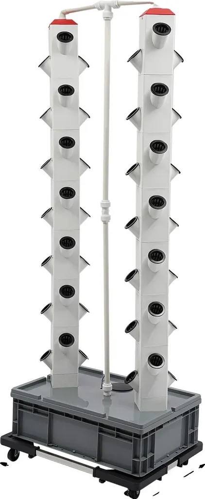 Tour hydroponique 56 plantes pour jardiner sans terre en blanc