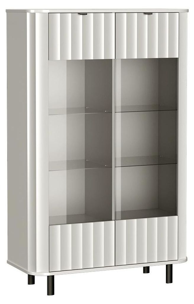 Masseno Vitrinenschrank MODERNO 200 x 98,3 cm Modern Wohnzimmer Vitrine mit Tür, Weiß